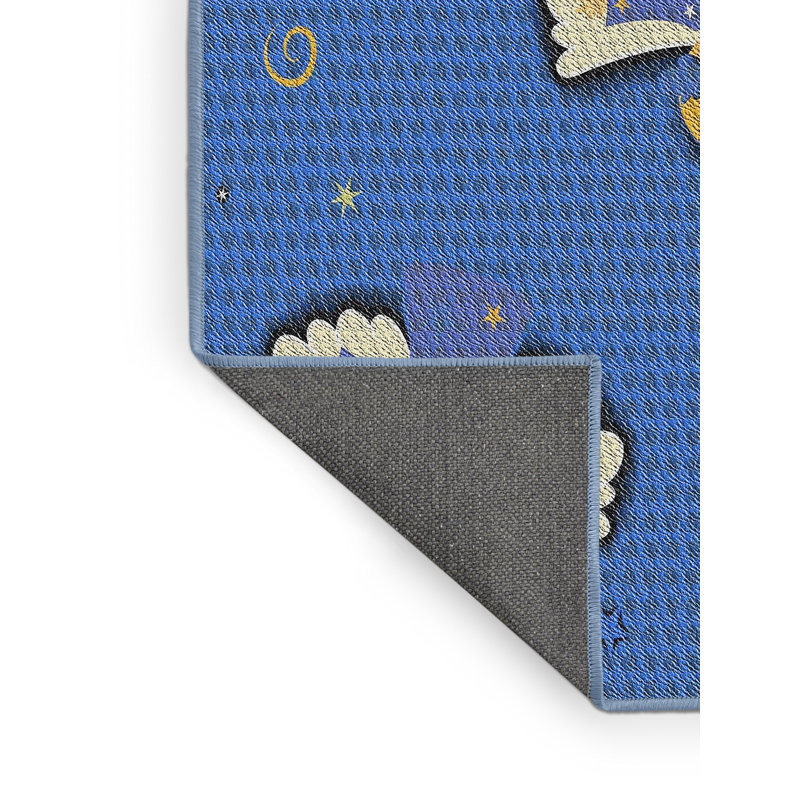 Tapis de zone bleu royal à motifs, Rectangle 5 pi x 7 pi