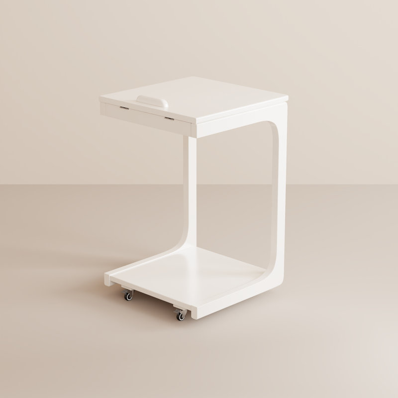 Table de bout en C en bois massif Annandale, Blanc, H 24,8 po x l 15,7 po x P 15,6 po