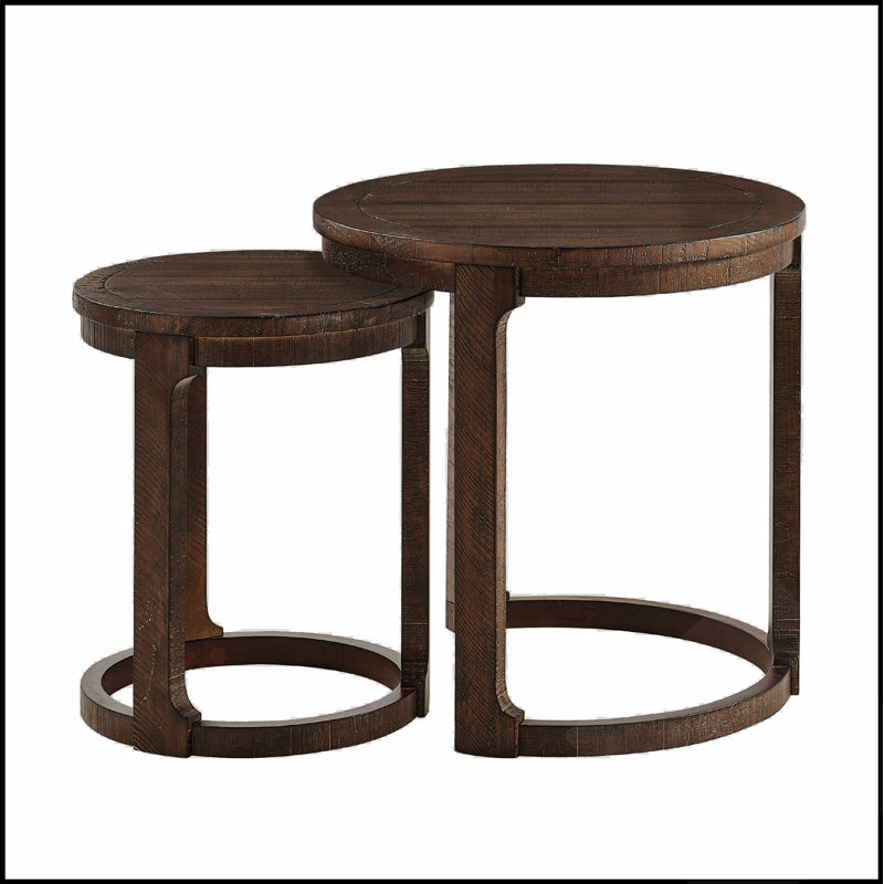 Ensemble de tables basses rondes rondes 24 pouces 24PC, style rustique Mid-Century pour salon et bureau, Brun / brun foncé