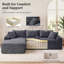 106.3" Wide Plush Corduroy Modular Sectional Sofa with L-Shaped Chaise, Deep Seat Cloud Couch, No Assembly Required, Black-130040008-130040014