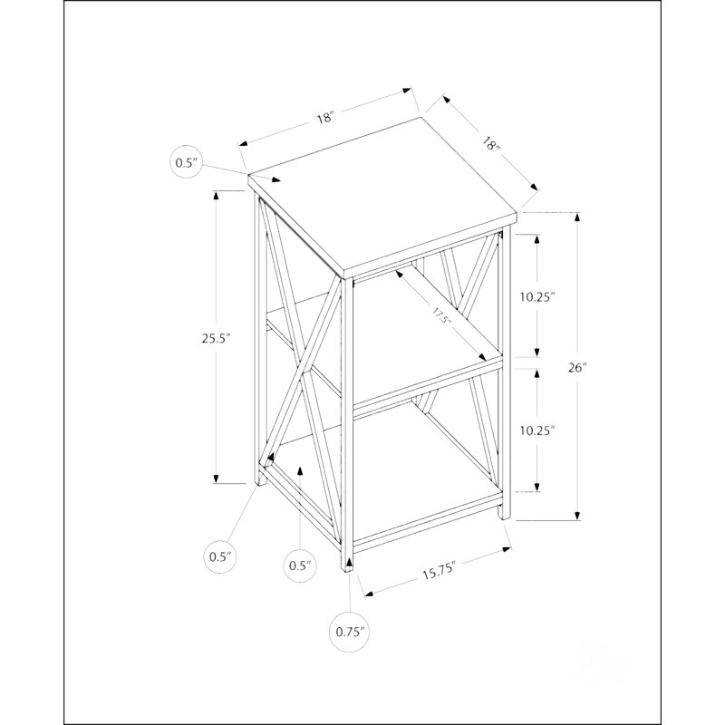Accent Table With X-Shaped Design, Black
