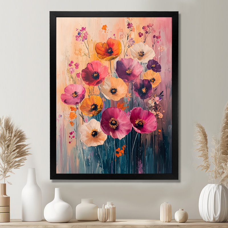 Bart - art mural floral, Noir, H 20 po x l 12 po, Reproduction encadrée d'une seule photo