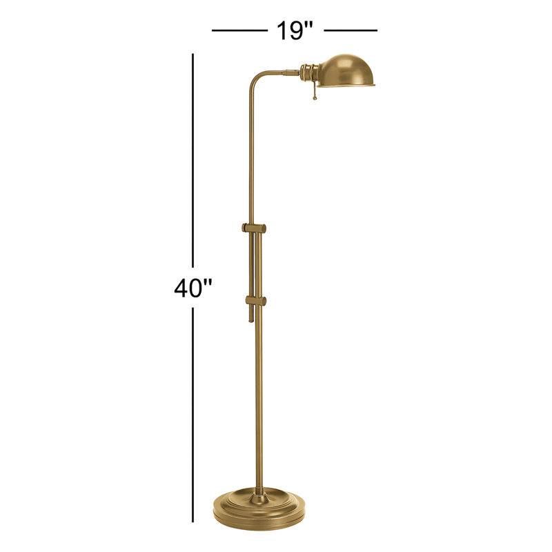 Bartko 40'' Swing Arm Floor Lamp, Aged Brass