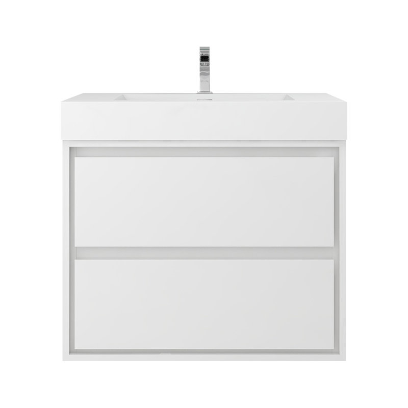 30'' Single Bathroom Vanity with Acrylic Top, Glossy White