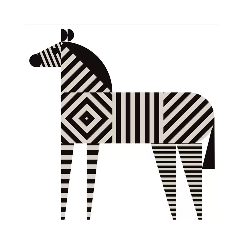 Décoration murale zèbre à rayures pour enfants, H 16 po x l 16 po x p 1 po, Papier encadré blanc