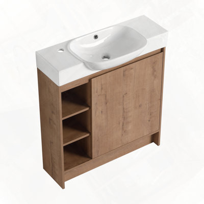 Meuble-lavabo autoportant avec évier en céramique