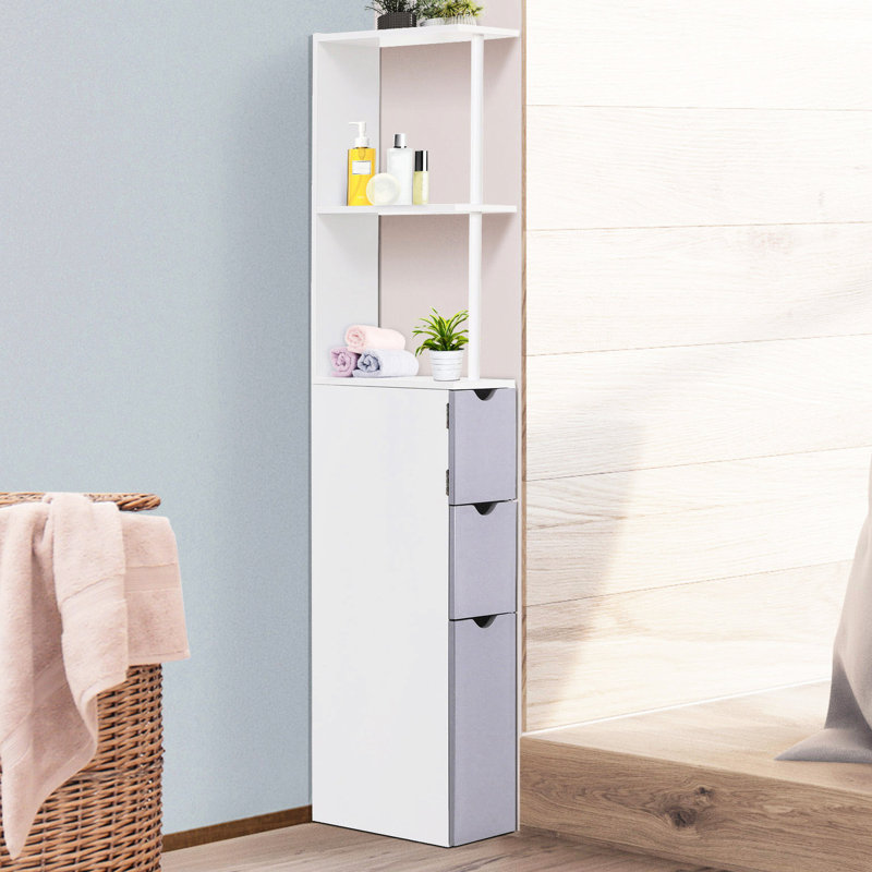 Armoire à linge de salle de bain de 54 po de hauteur - 2 tablettes et tiroirs