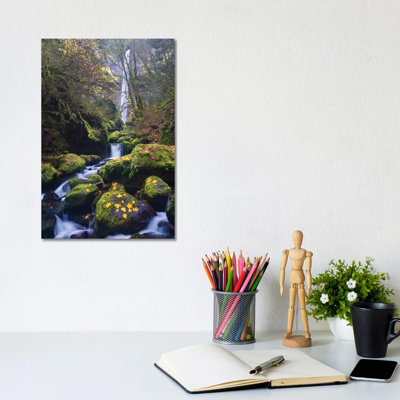 USA, Oregon. Autumn View Of Mccord Creek Flowing Below Elowah Falls In The Columbia River Gorge. by Gary Luhm - Wrapped Canvas Print