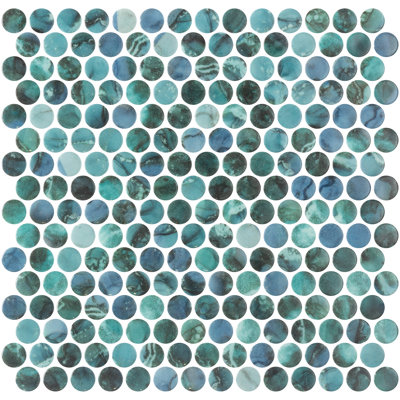 Clubton Grenada Blue 3/4-in. Penny Round Polished Marble Look Wall & Floor Mosaic Tile