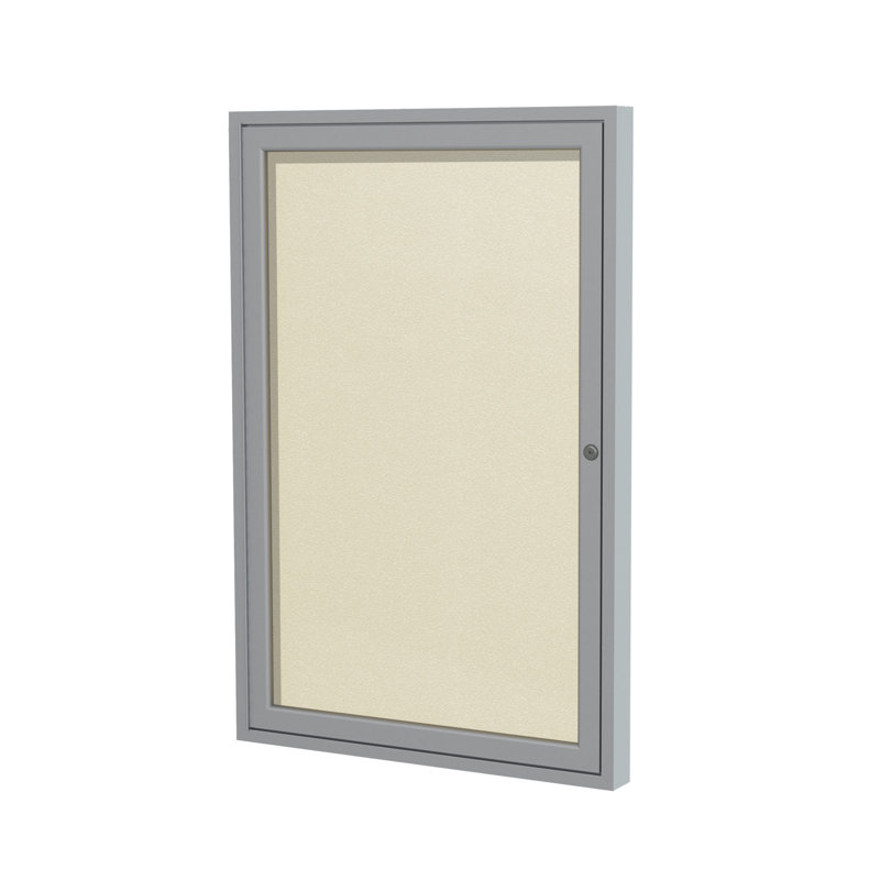 Babillard fermé en vinyle avec cadre en satin 1 porte Ghent, Ivoire, H 3 pi x l 2 pi 6 po, Satin