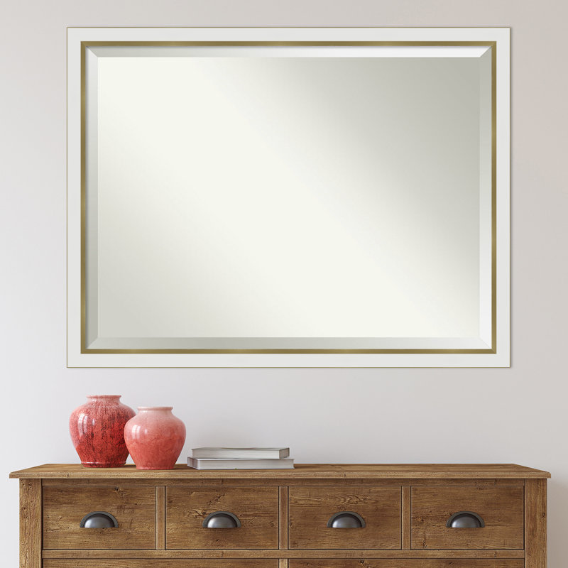 Quade Mirror, 43" x 33", Satin White/Gold