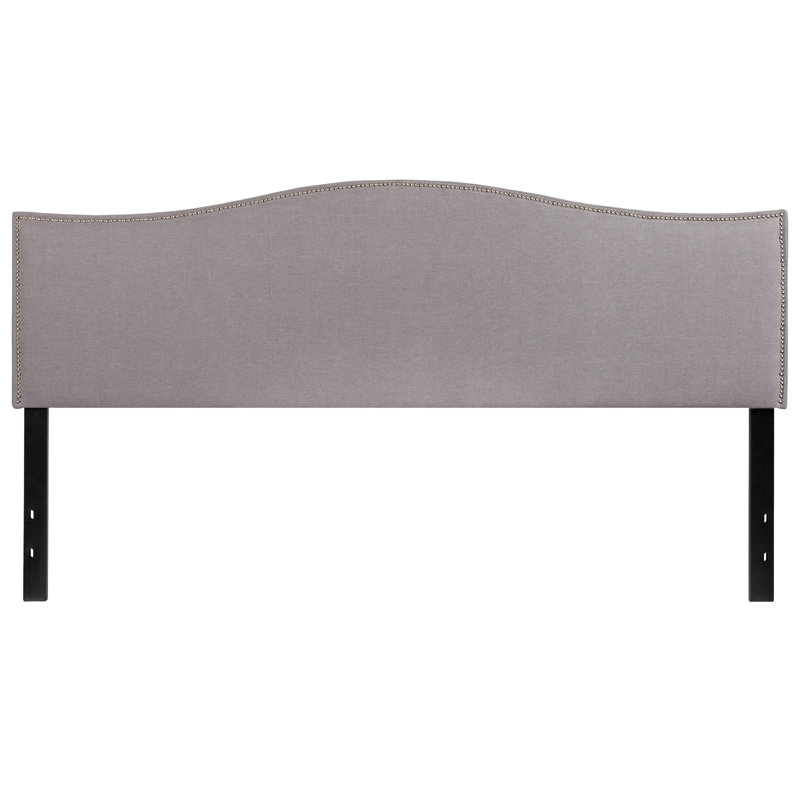 Fitzsimmons Arched Upholstered Headboard with Accent Nail Trim, King, Light Gray
