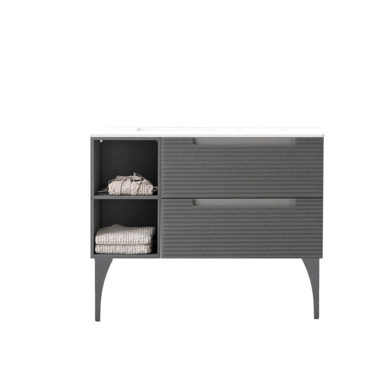 Ensemble de meuble-lavabo simple 46 po Ariyannah, Cendres