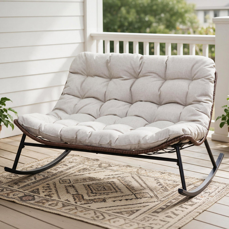 Fauteuil à bascule Papasan surdimensionné pour l'extérieur avec coussin