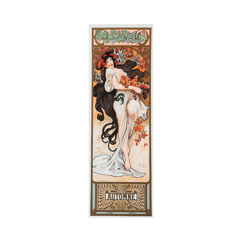 Autumn by Alphonse Mucha - Wrapped Canvas Print
