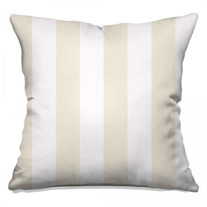 Coussins décoratifs à rayures blanches et beige, 14 x 14 inches