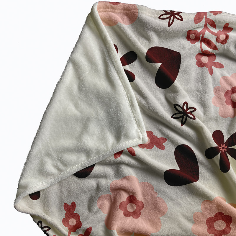  Couverture en molleton Flowery Love, gris, 60 po x 80 po