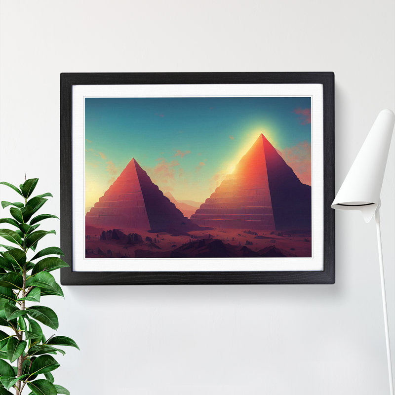 XH1022-7248X Pyramids In The Desert Vol.1 - Single Picture Frame Print, Black Framed, 46cm H x 64cm W x 2cm D