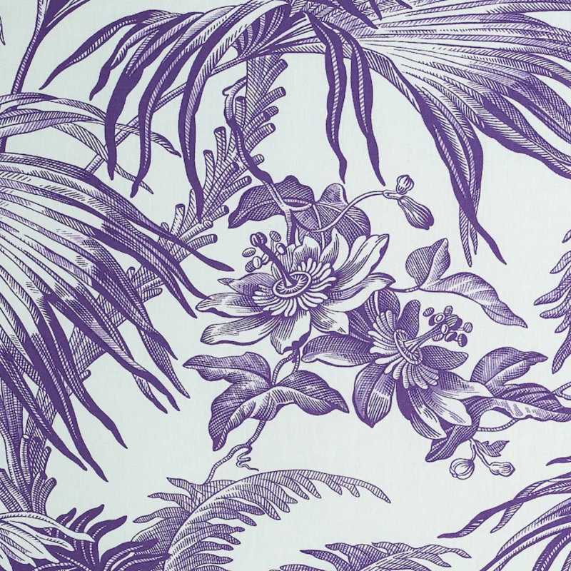 Schumacher x Jill Lasersohn Toile Tropique Fabric, Purple