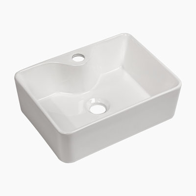 Hewei 12'' White Ceramic Rectangular Vessel Bathroom Sink