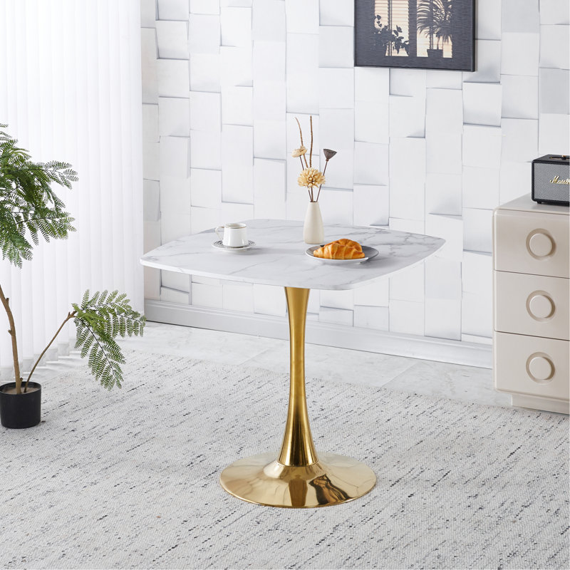 23.62 INCH DINING TABLE WHITE, Matte White, White, 28.74" H x 23.6" W x 23.6" D