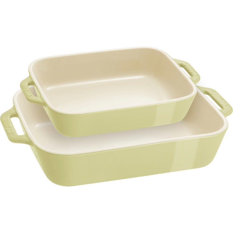 Staub Ceramic 2-pc Rectangular Baking Dish Set, Green