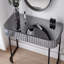 Meuble-lavabo à miroir 39 po avec base en acier inoxydable, coiffeuse à miroir avec 2 tiroirs, bureau polyvalent