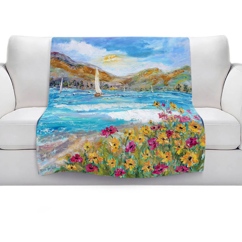 Couverture sherpa doux wildflowers sea, l 68 po x L 80 po