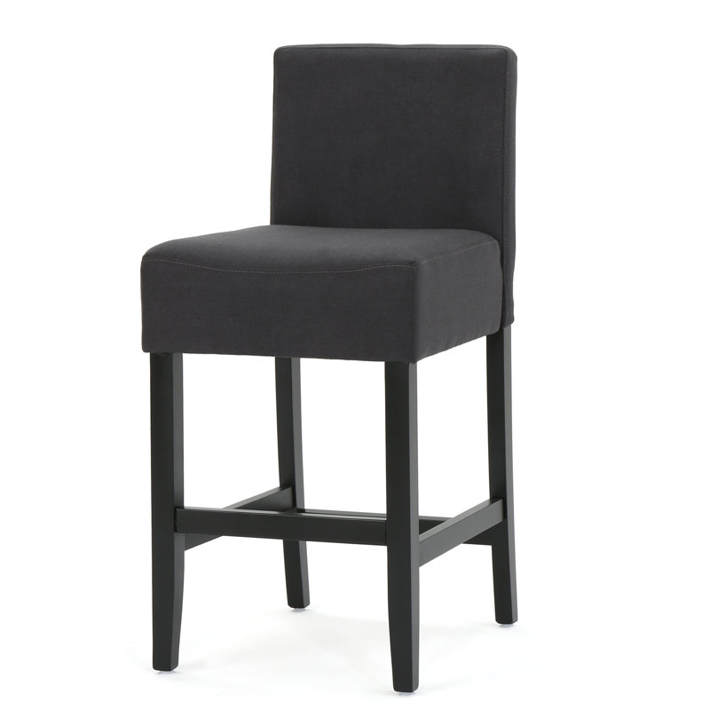 Solid + Manufactured Wood Accent Stool, Dark Charcoal
