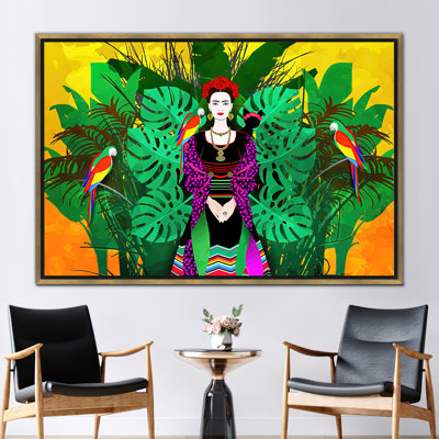 Frida Kahlo Parrot Themed Wall Art - Famous Canvas Print Gift