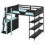 Lit mezzanine double pour lit double avec bureau, structure de lit mezzanine en bois massif avec lumières DEL, ports USB et tablettes, lit double pour jouer avec bureau-1571588410