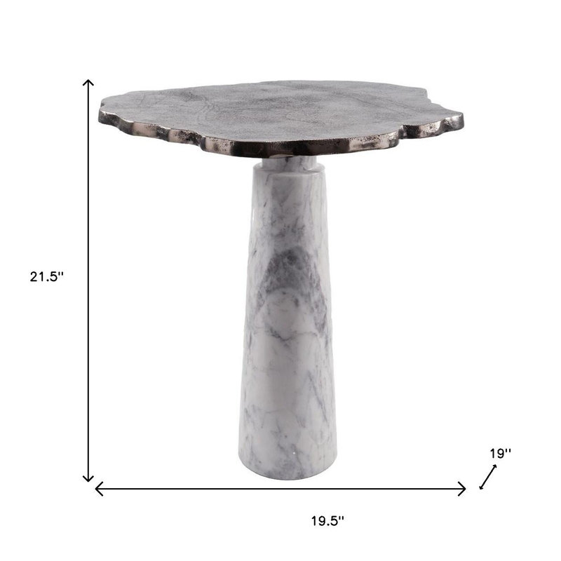 Table de bout Guice en aluminium et en marbre 22 po Guice