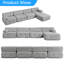 Canapé modulaire en velours en L Boneless de 134 po avec assemblage zéro-1520706847