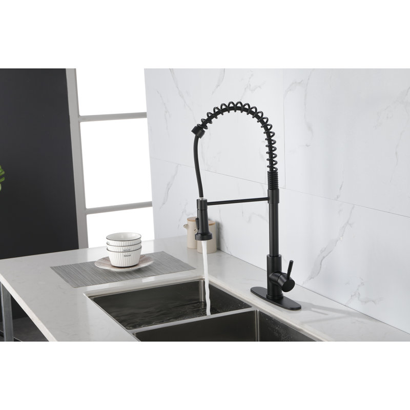 Pull Out Matte Black Faucet For Commercial Sink, Stainless Steel Kitchen With , Smooth Operation