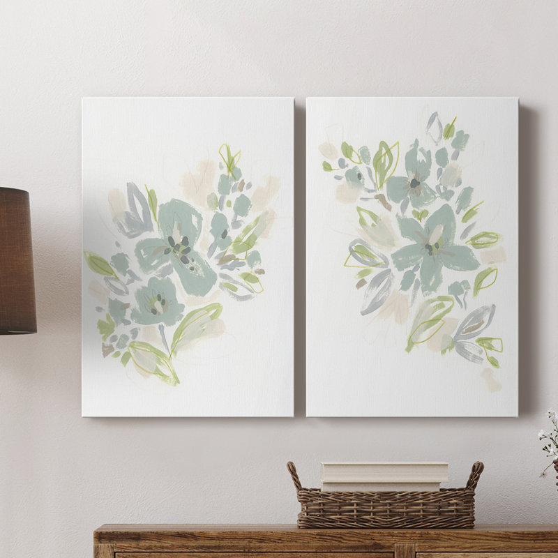 Seafoam Petals III - Toile tendue avec châssis de qualité supérieure - Prêt à être accroché, H 60 po x l 40 po