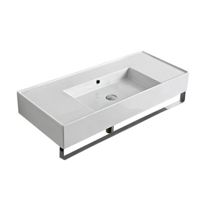 Scarabeo By Nameeks 18.2'' White Ceramic Rectangular Bathroom Sink with Overflow