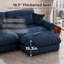 Canapé modulable 2 places en velours avec assise profonde, 2 poufs amovibles, coussins de dossier et traversins, bleu-497492769