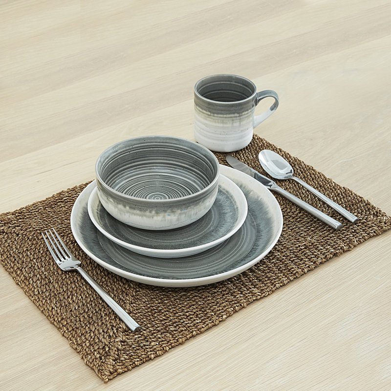 Hearth Grey Ceramic 16-Piece Dinnerware Set