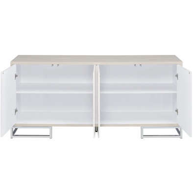 Console Storage In White Marble Style And Hardware - Functional & Stylish Design Painted Cabinet With Drawer Pulls Elegance