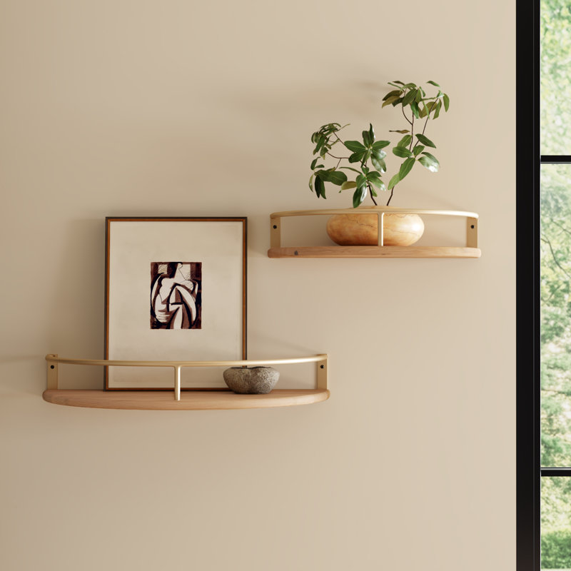 Haden 2 Piece Solid Wood Floating Shelf, Beige