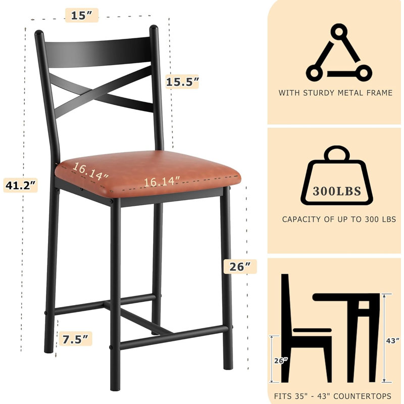 Counter Stool with Metal Frame