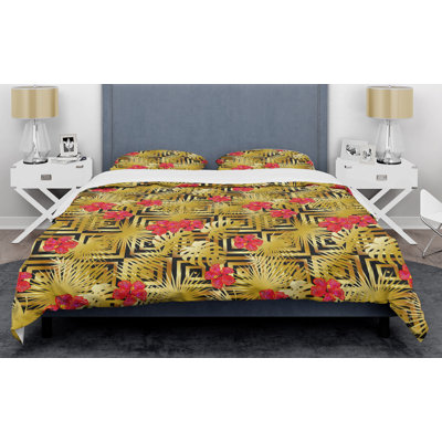 Ensemble de housse de couette de luxe de luxe avec style mid-century tropical iii