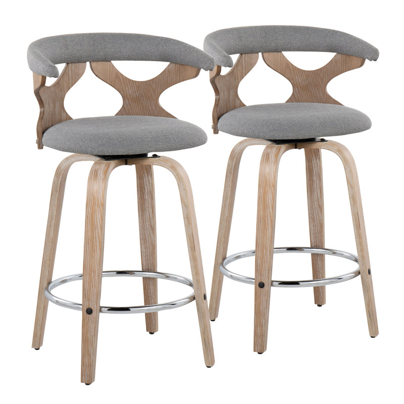 Contemporary Counter Stool, Gray Seat/Brown/Silver Frame