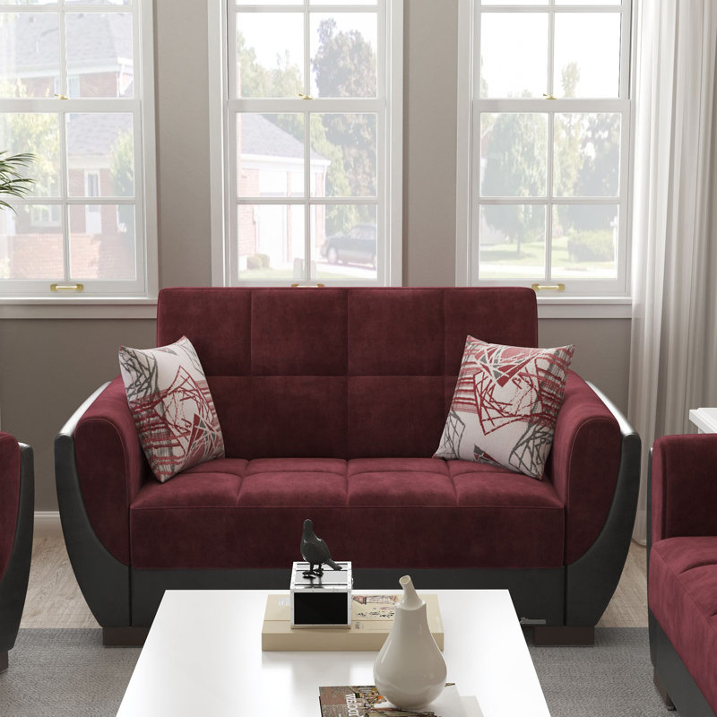 Causeuse convertible avec rangement en microfibre de polyuréthane bourgogne / noir Primenest Collection Nimbusflow