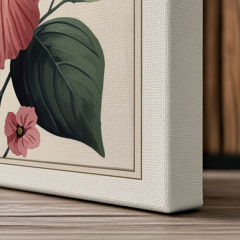 Hibiscus Study Botanical - Wrapped Canvas, 18x12 - 45.7 x 30.5 cm, Cream Border