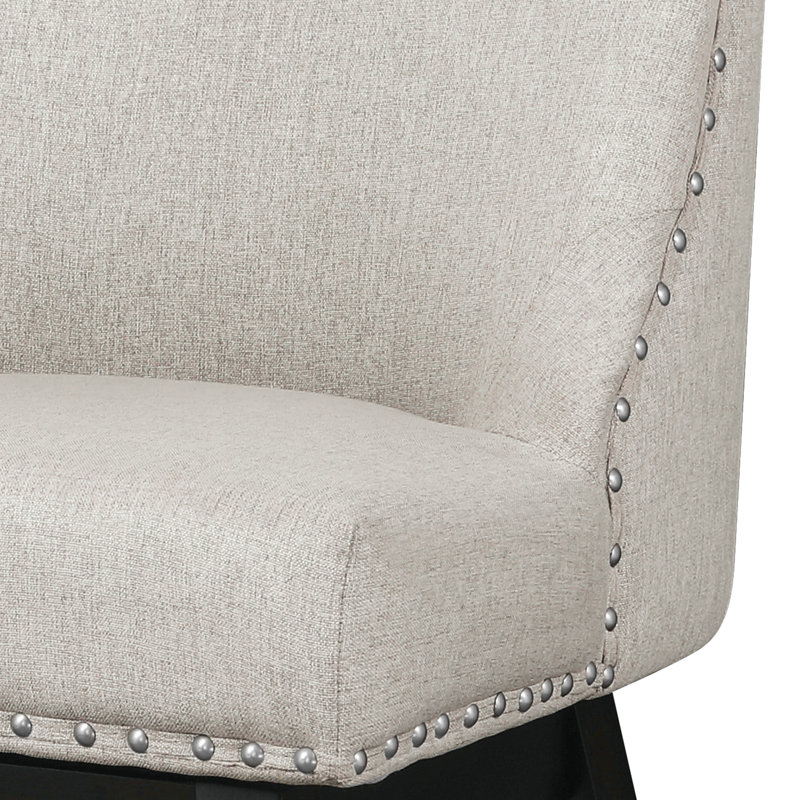 Caralyn Swivel Upholstered Counter Stool, Light Grey