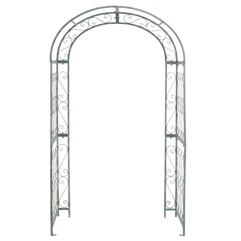 Antique Green Iron Garden Trellis Arch Arbor