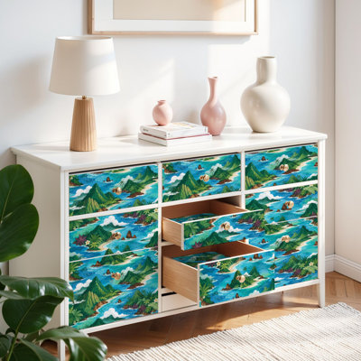 Papier peint adhésif tropical avec vue sur la côte de l'île de Napali, Hawaii, adhésif et amovible 17,7 po x 118 po (45 x 300 cm)