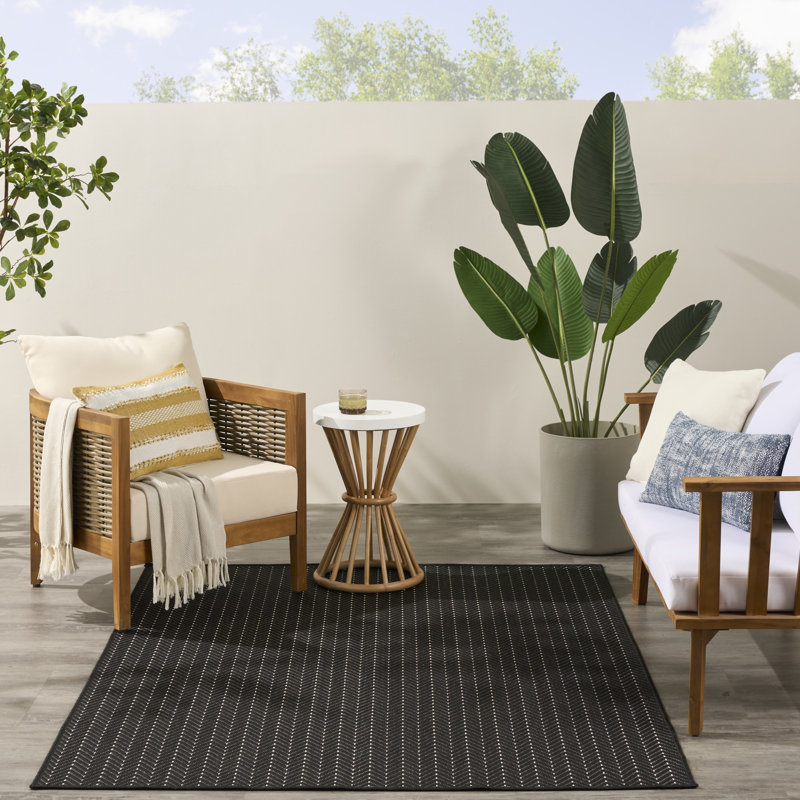 Remmie Modern Indoor/Outdoor Rug, Rectangle 8' x 10', Black
