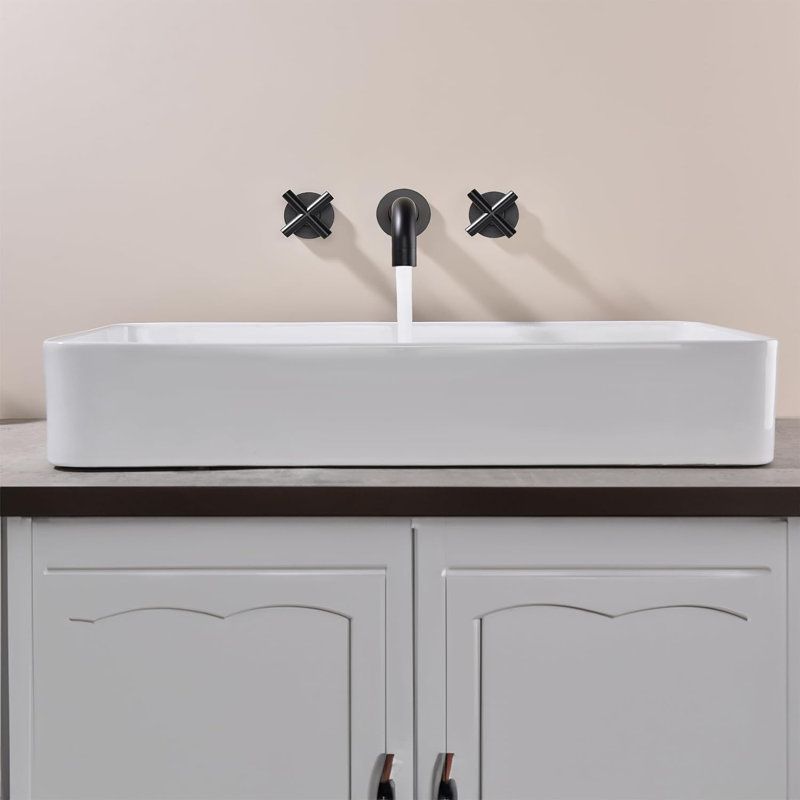 Wall Mounted Bathroom Faucet, Matte Black